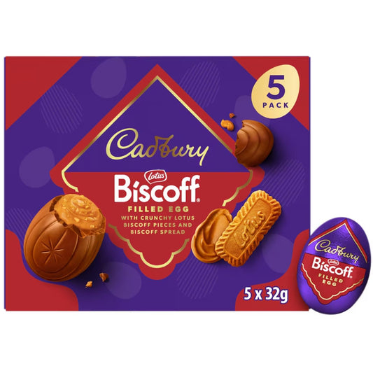 Cadbury Lotus Biscoff Filled Chocolate Eggs 5 Pack (160g) – Premium Easter Chocolate | IndyGood