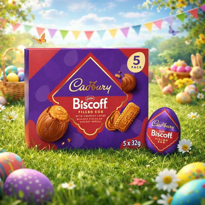 Cadbury Lotus Biscoff Filled Chocolate Eggs 5 Pack (160g) – Premium Easter Chocolate | IndyGood