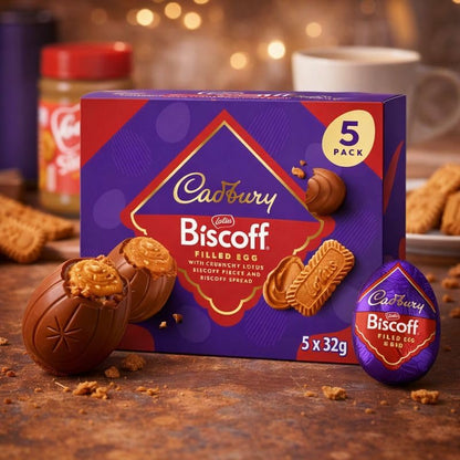 Cadbury Lotus Biscoff Filled Chocolate Eggs 5 Pack (160g) – Premium Easter Chocolate | IndyGood