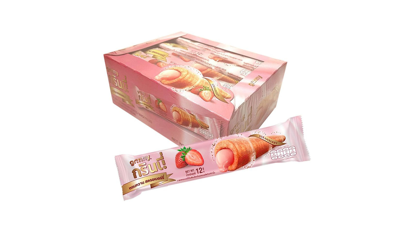 Grinny Strawberry Cream Roll, Tasty Snack | Imported | Very Delicious (Pack of 3)