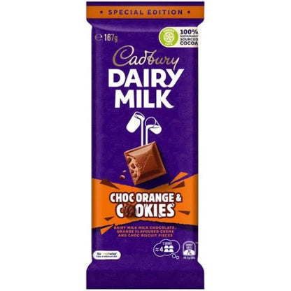 Cadbury Dairy Milk Orange & Cookies Chocolate Block – 167g | Imported