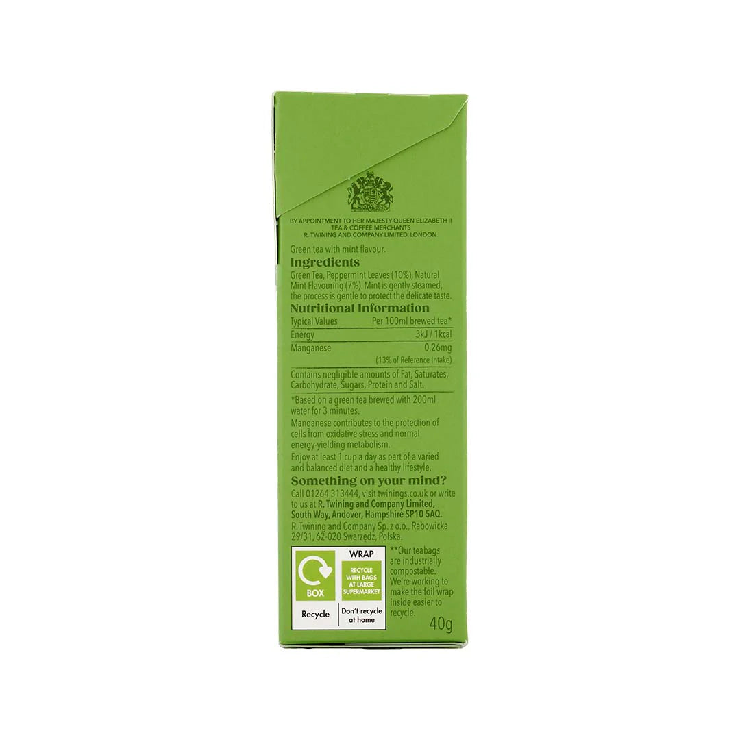 Twinings Green Tea & Mint – 20 Tea Bags | Imported Limited Edition