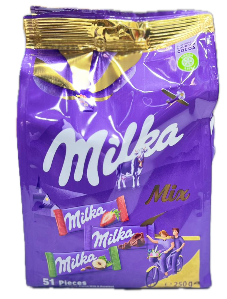 Milka Mix Assorted Chocolates Bag 250g – Alpine Milk, Strawberry & Hazelnut (Imported from Germany)