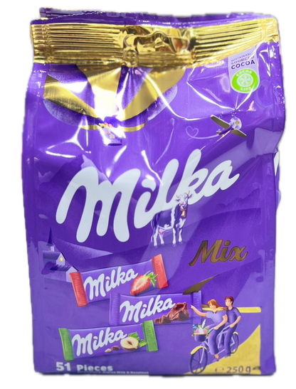 Milka Mix Assorted Chocolates Bag 250g – Alpine Milk, Strawberry & Hazelnut (Imported from Germany)