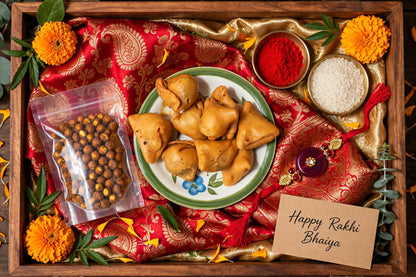 Allahabadi Tokri – Rakhi Hamper with Desi Ghee Samosa & Khatte Chane