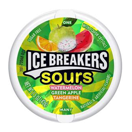 Ice Breakers Sours Mints – Watermelon, Green Apple, Tangerine | 42g Imported