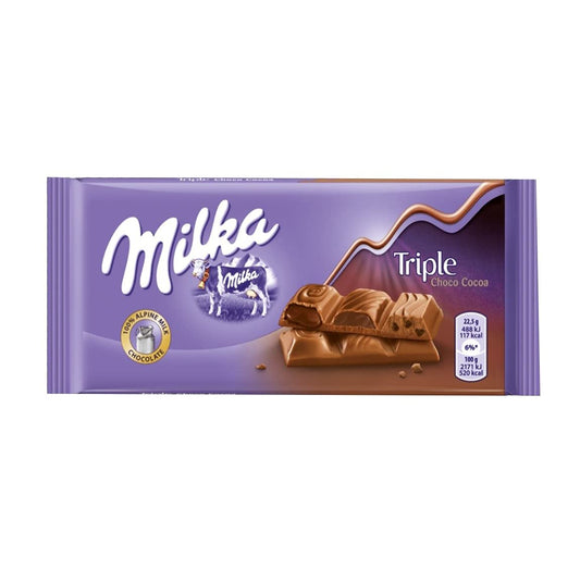 Milka Triple Chocolate Cocoa Bar Pouch – 90g | Imported Delight