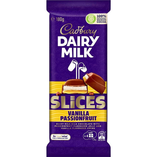 Cadbury Vanilla Passionfruit Dairy Milk Slices 180g | Imported