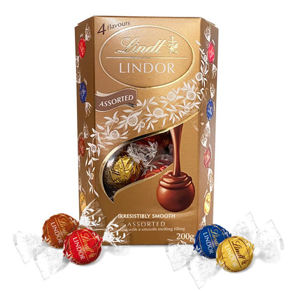 Lindt LINDOR Assorted Chocolate Truffles (200g) - Imported Swiss Chocolate | Melt proof Packing