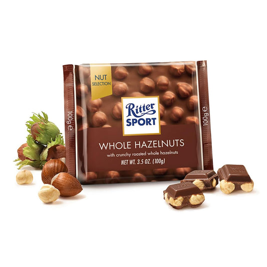 Ritter Sport Milk Chocolate with Whole Hazelnuts – 100g | Imported