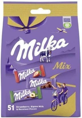 Milka Mix Assorted Chocolates Bag 250g – Alpine Milk, Strawberry & Hazelnut (Imported from Germany)
