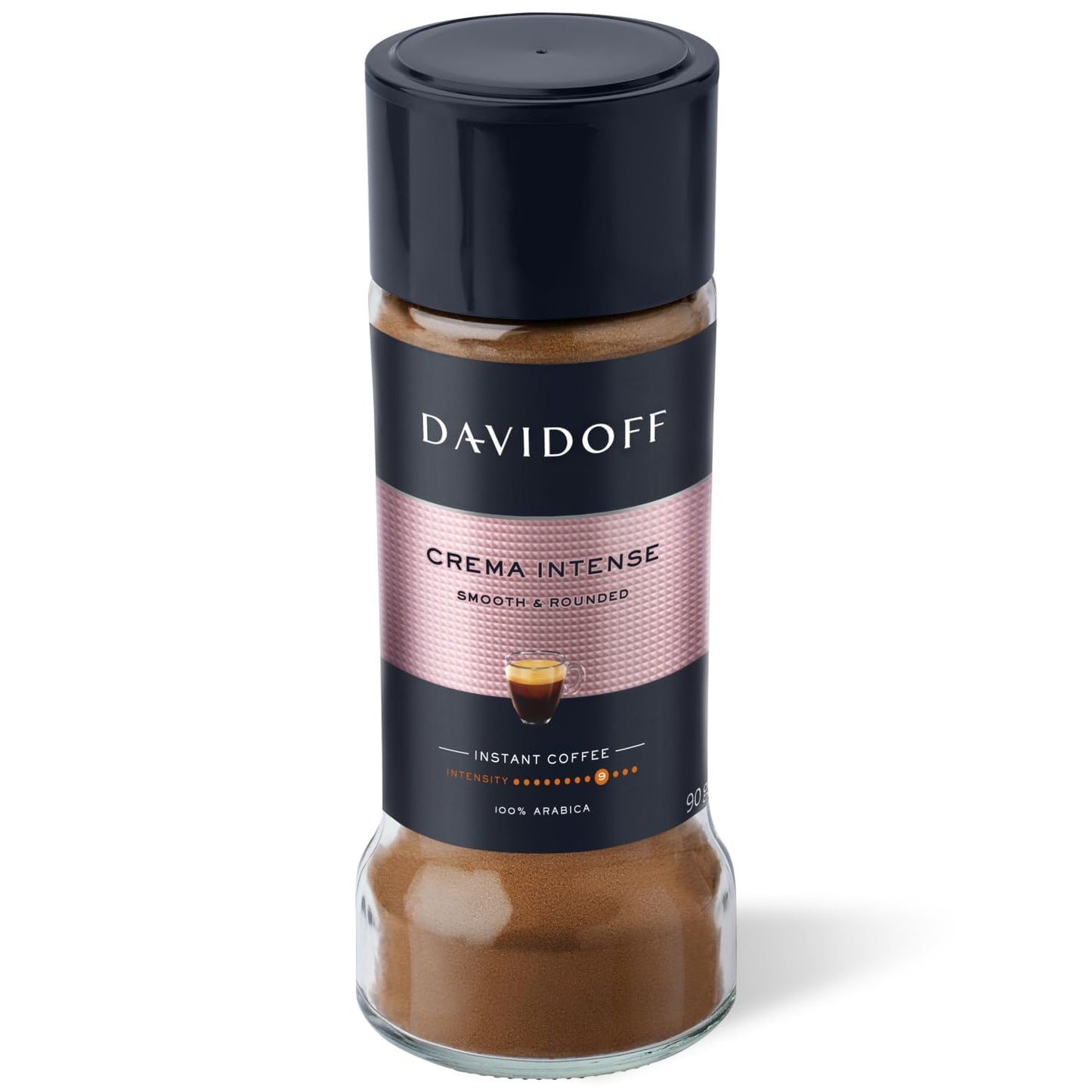 Davidoff Crema Intense Instant Coffee | Imported|  9/12 Intensity - 100% Arabica - 90 grams, Powder, Glass Bottle