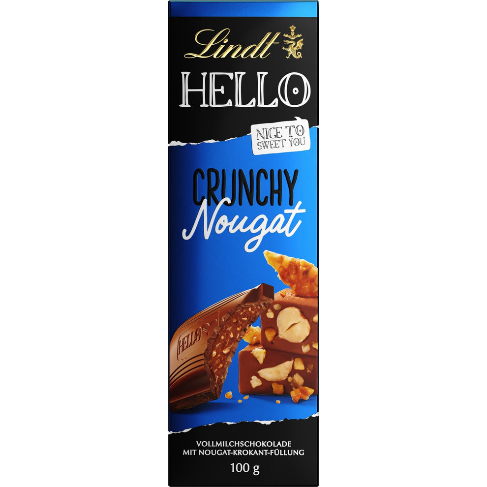 Lindt Hello Crunchy Nougat Milk Chocolate Bar Pouch – 100g | Imported ...