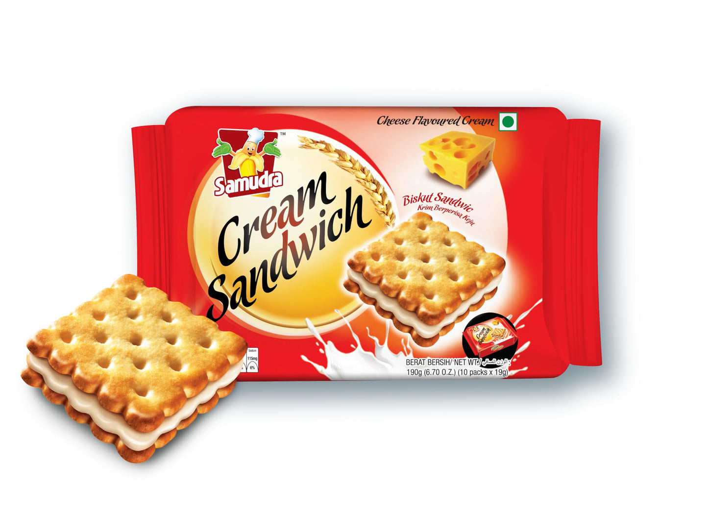 Samudra Cream Sandwich Cheese Biscuits – 190g | Imported