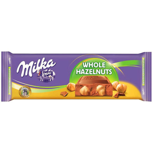 Milka Whole Hazelnut Chocolate Bar – 300g | Imported Alpine Delight
