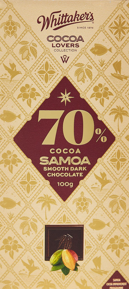 Whittaker's 70% Samoa Smooth Dark Chocolate Bar - 100g | Imported Premium Chocolate