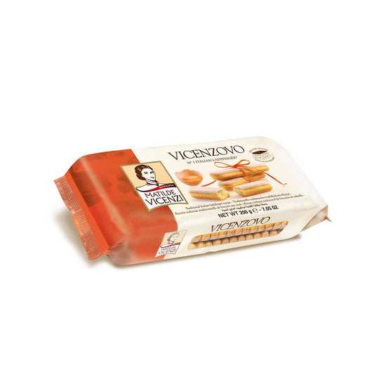 Matilde Vicenzi Vicenzovo Ladyfingers – 200g | GMO-Free, No Preservatives | Imported | Perfect for Preparing Tiramisu and Snacking