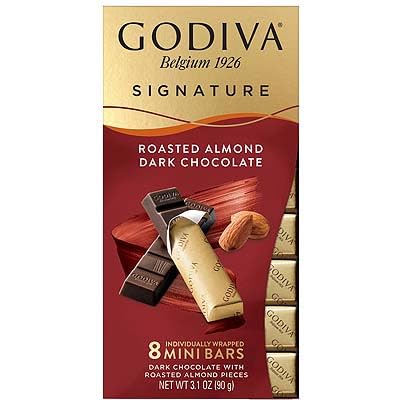 Godiva Signature Roasted Almond Dark Chocolate Mini Bars 90g – Imported from Belgium