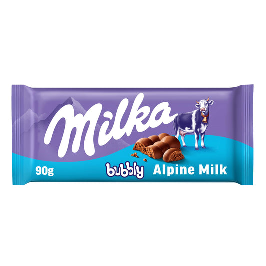 Milka Bubbly Alpine Milk Chocolate Bar – 90g | Imported Treat