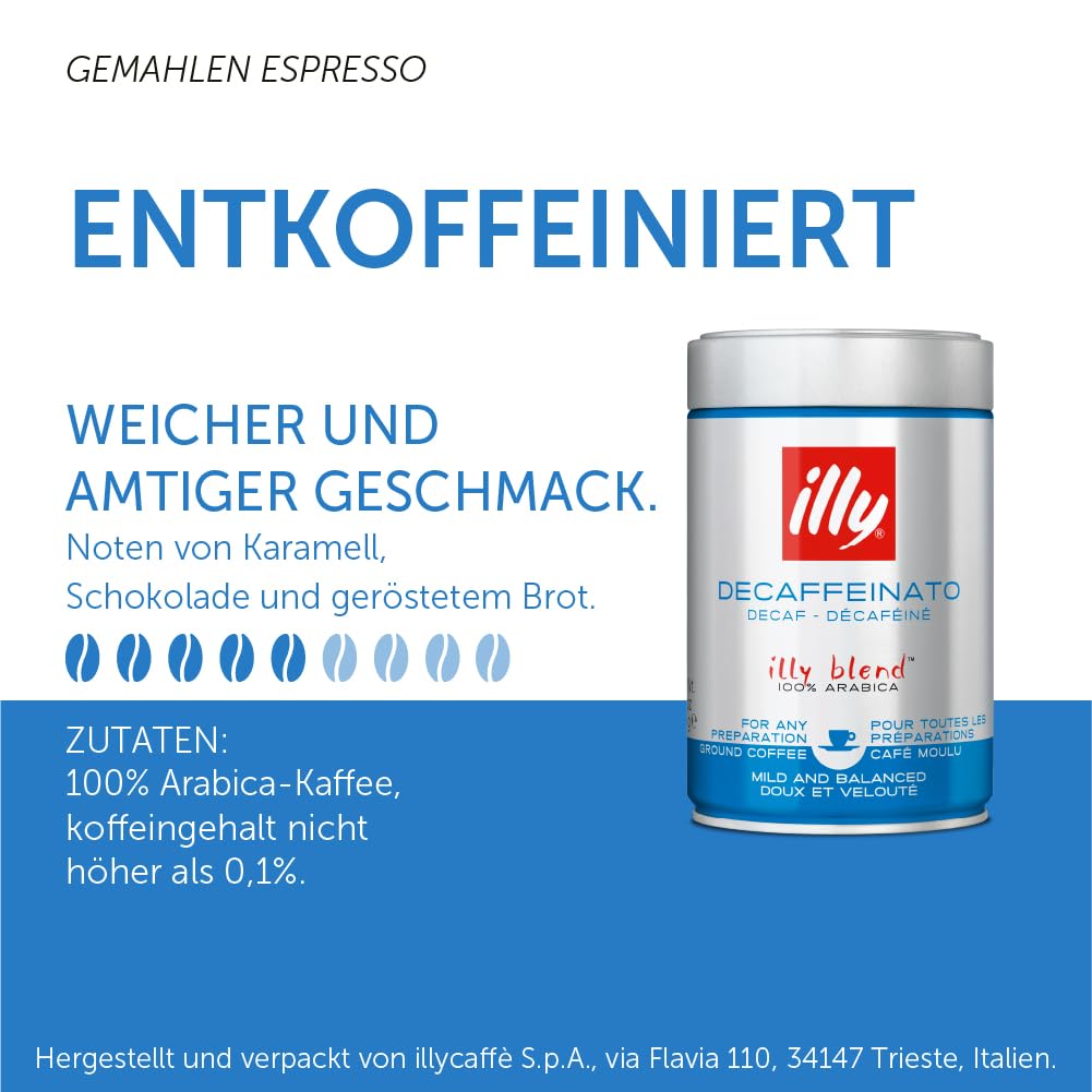 Illy Decaffeinated Ground Coffee | Imported