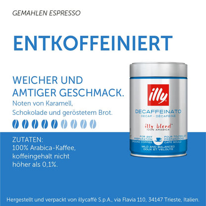 Illy Decaffeinated Ground Coffee | Imported