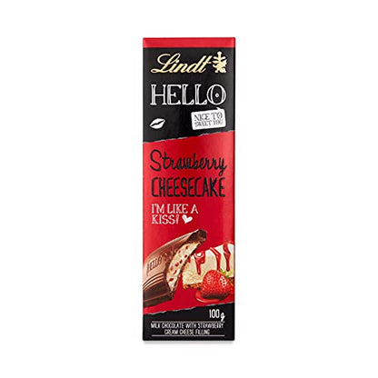 Lindt Hello Strawberry Cheesecake Chocolate Bar - 100g Premium Swiss Chocolate (Imported)