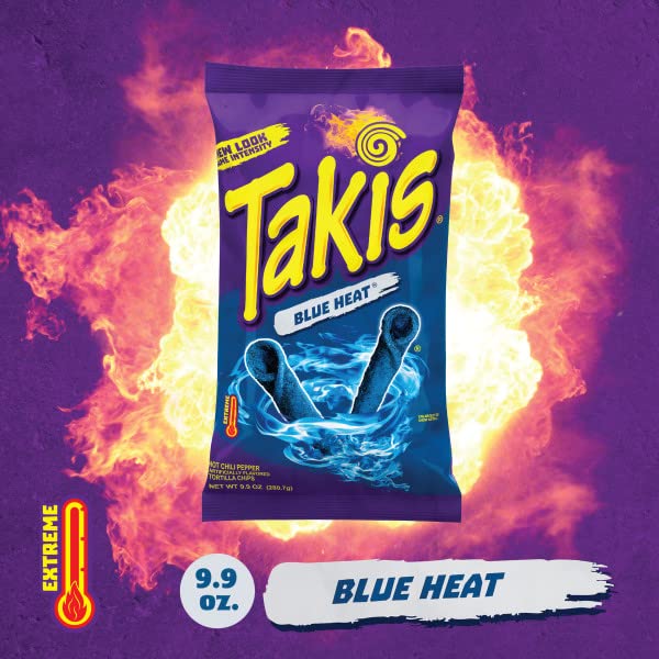 Takis Blue Heat Rolled Tortilla Chips – Hot Chili Pepper Flavor | Imported | 3.25 oz 92.3g