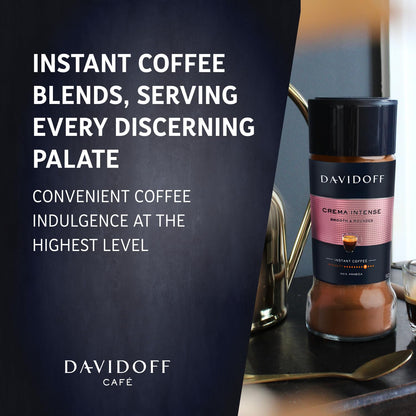 Davidoff Crema Intense Instant Coffee | Imported|  9/12 Intensity - 100% Arabica - 90 grams, Powder, Glass Bottle