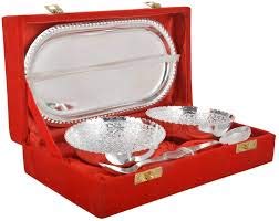 Luxury Dryfruit Diwali Hamper in German Silver Bowl with velvet box – 200g
