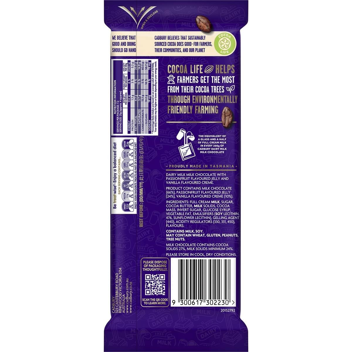 Cadbury Vanilla Passionfruit Dairy Milk Slices 180g | Imported
