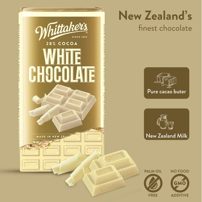 Whittaker's 28% Cocoa White Chocolate Bar - 250g | Imported Premium Chocolate