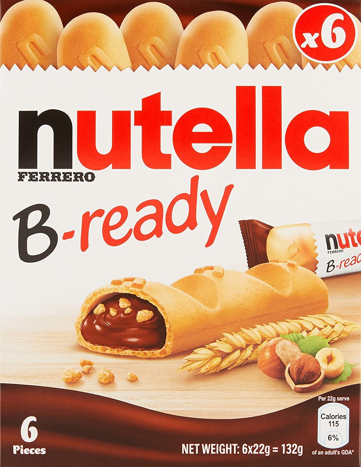 Nutella B-Ready Wafer – 6 x 22g | Imported Crispy Treat