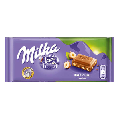 Milka Hazelnut Milk Chocolate Bar – 100g | Imported Swiss Delight