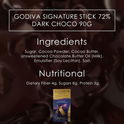 Godiva Signature Mini Bars Stick – 72% Dark Chocolate (90g)-imported