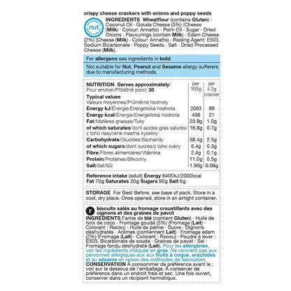 M&S Crispy Cheese Crackers with Onion & Poppy Seeds – 150g (Imported from UK)
