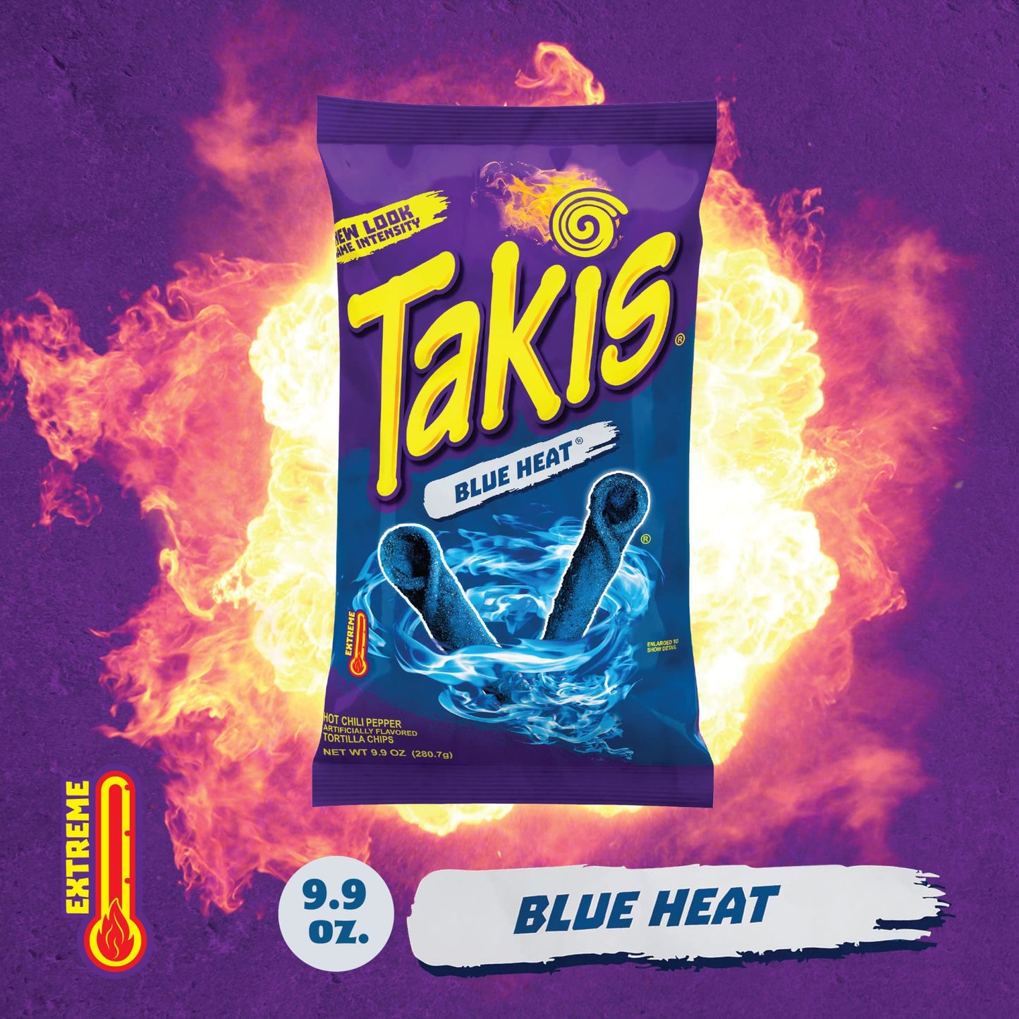 Takis Blue Heat Rolled Tortilla Chips – Hot Chili Pepper Flavor | Imported | 3.25 oz 92.3g
