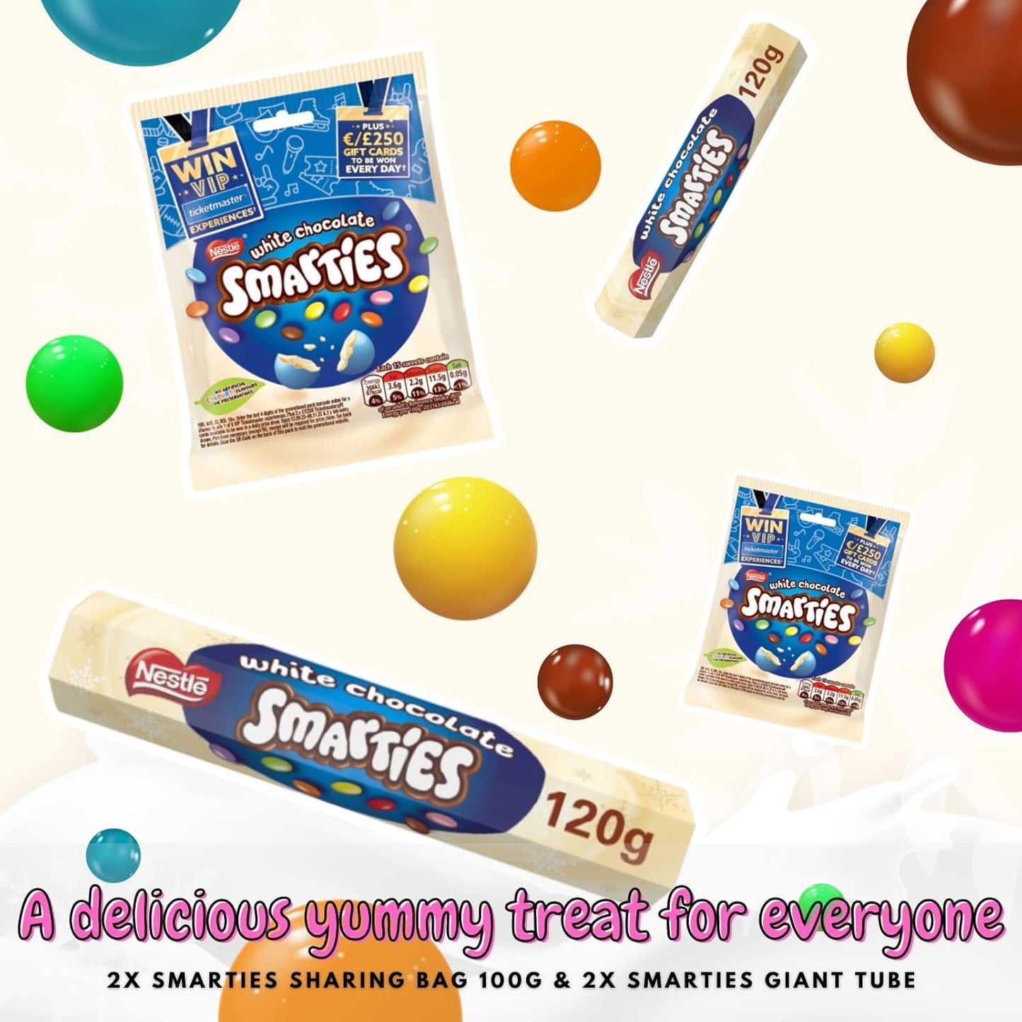 Nestle Smarties White Chocolate Candy Bar – 120g | Imported UK