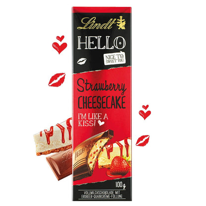 Lindt Hello Strawberry Cheesecake Chocolate Bar - 100g Premium Swiss Chocolate (Imported)