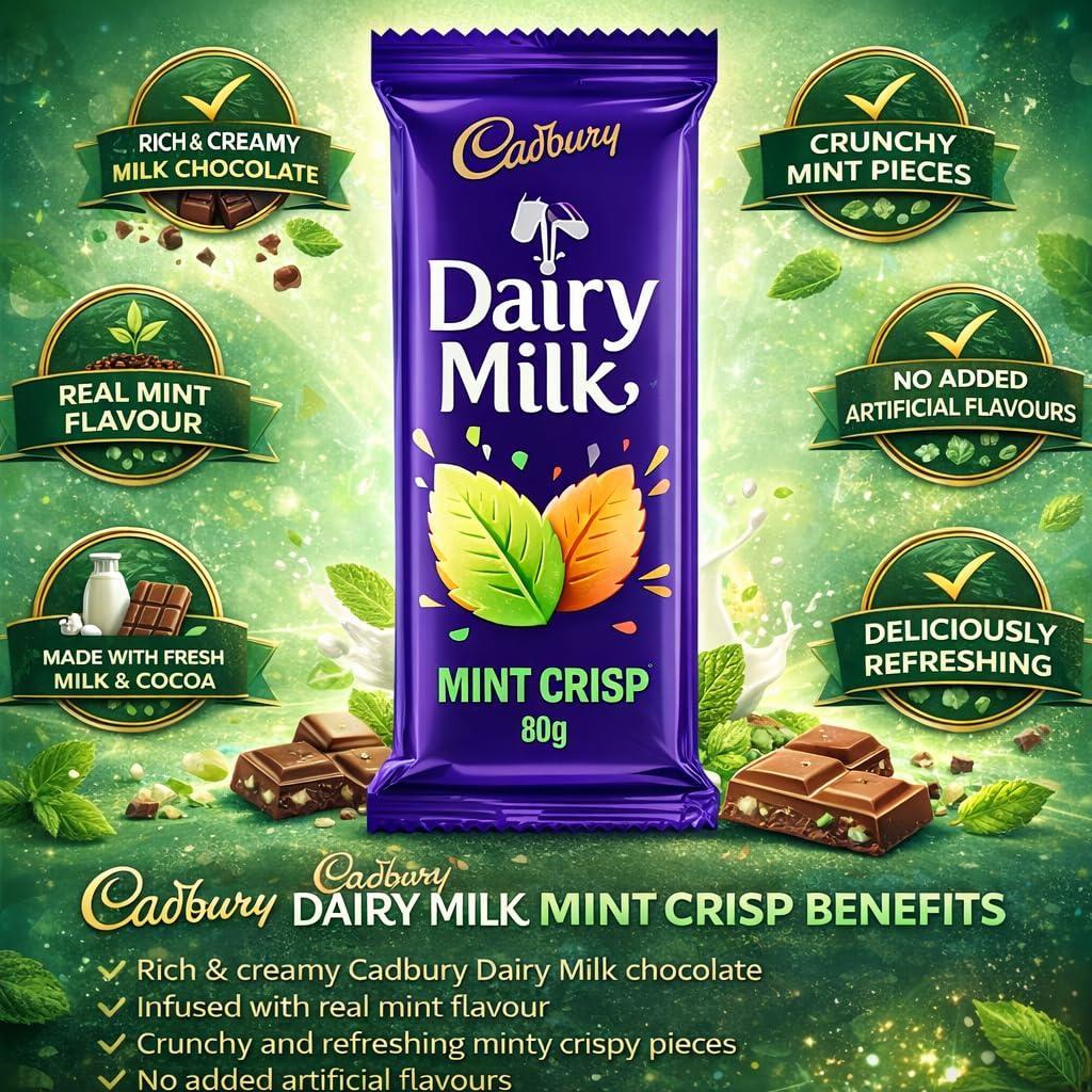 Cadbury Dairy Milk Mint Crisp Chocolate Bar 80g (Imported)