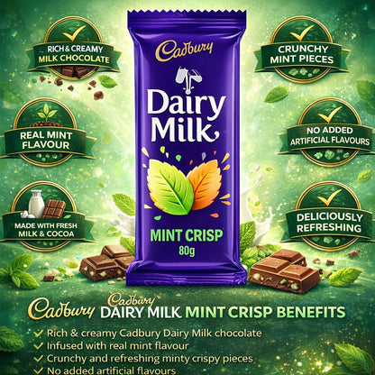 Cadbury Dairy Milk Mint Crisp Chocolate Bar 80g (Imported)