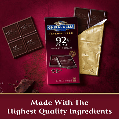 Ghirardelli 92% Intense Dark Chocolate Bar – 90g | Imported