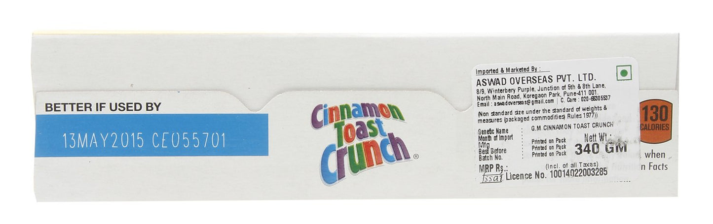 General Mills Cinnamon Toast Crunch Cereal 345G - Imported USA Breakfast Cereal