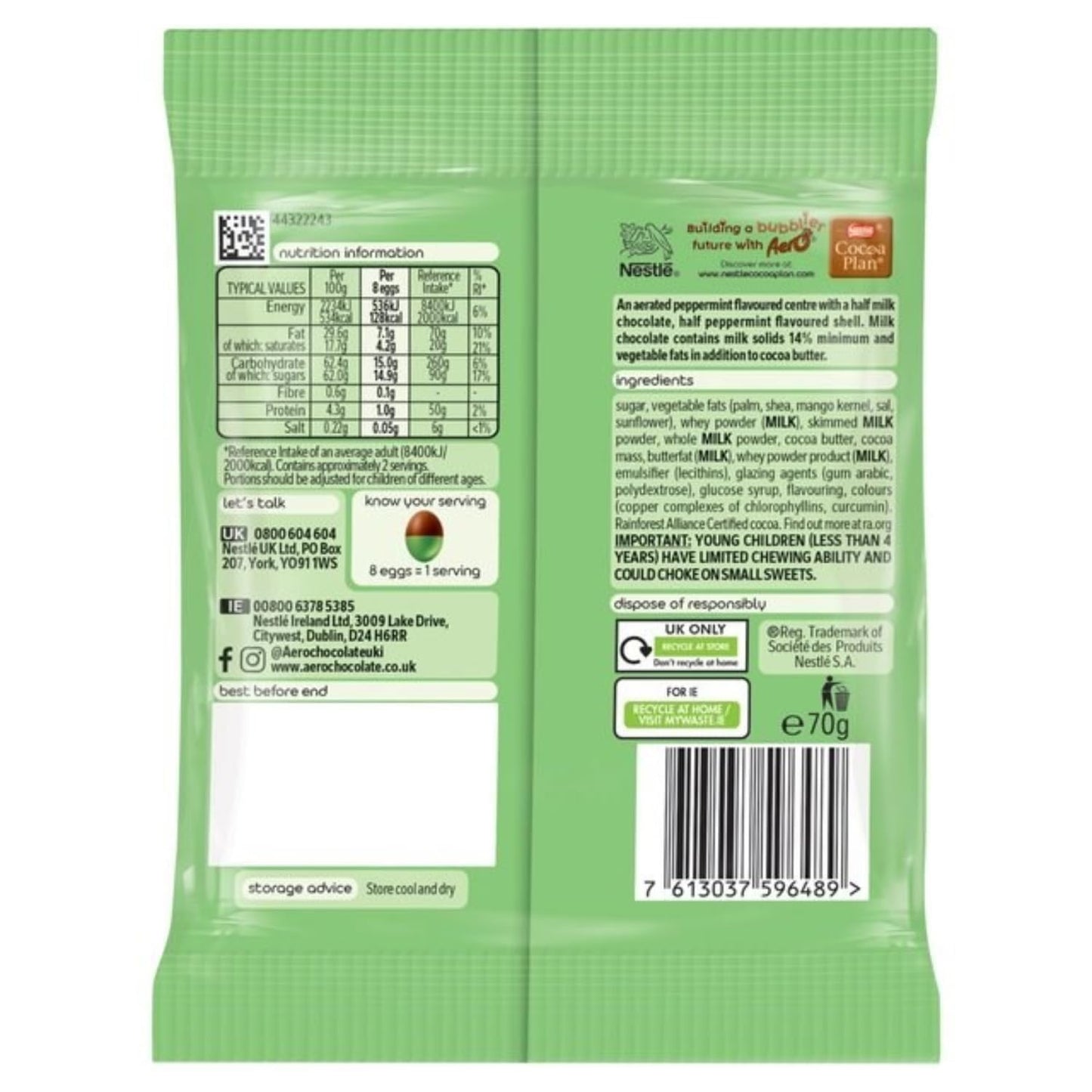 Nestle Aero Peppermint Mini Easter Eggs – 70g | Imported from UK