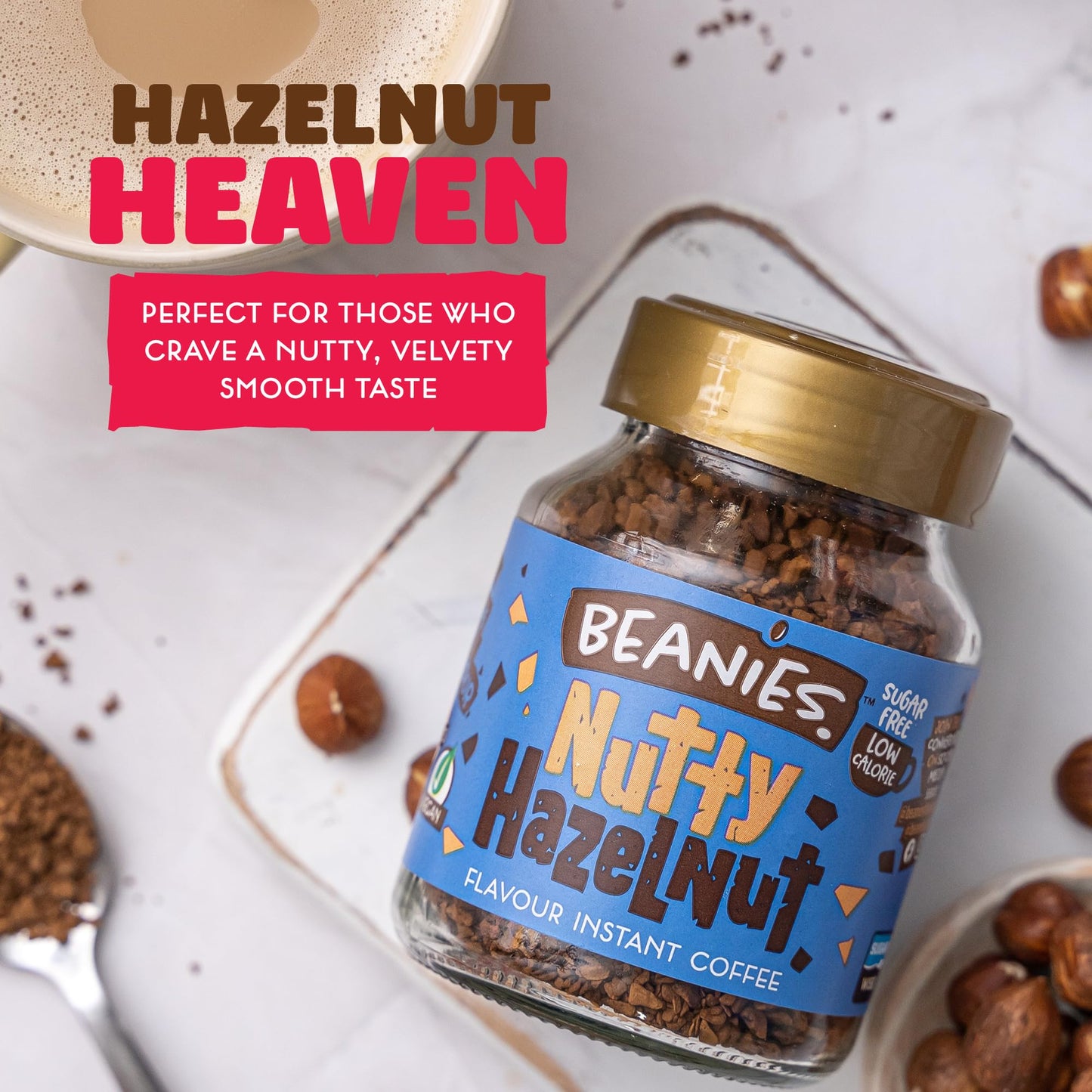 Beanies Nutty Hazelnut Flavoured Instant Coffee – 50g | Imported