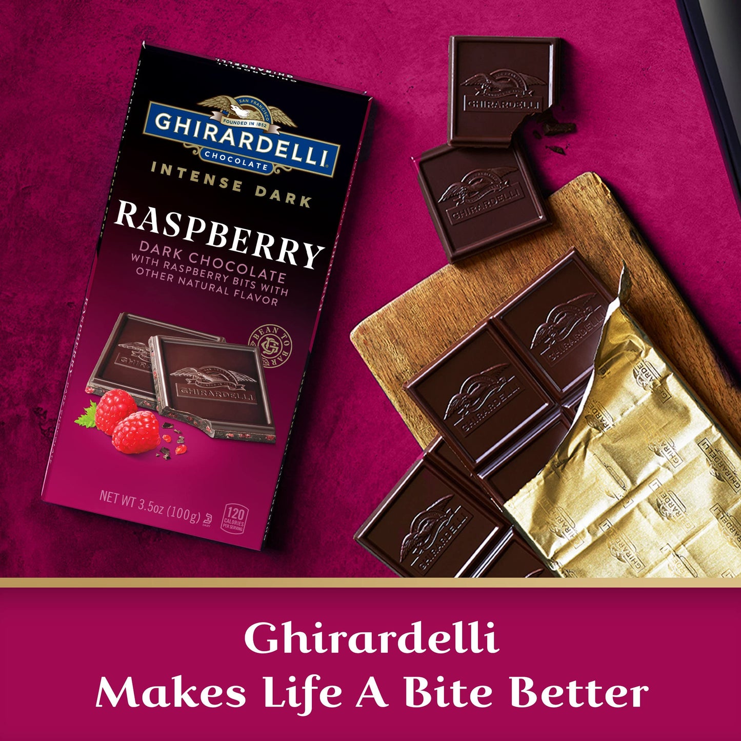 Ghirardelli Intense Dark Raspberry Chocolate – 100g | Imported