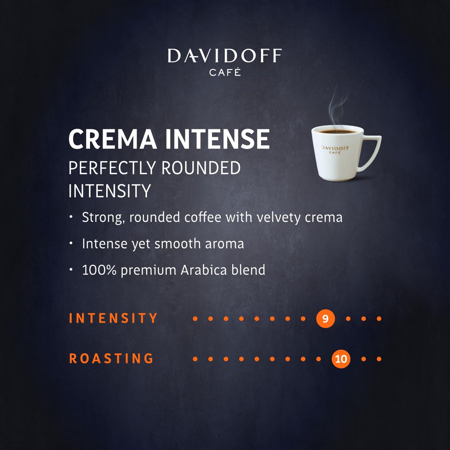 Davidoff Crema Intense Instant Coffee | Imported|  9/12 Intensity - 100% Arabica - 90 grams, Powder, Glass Bottle