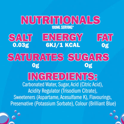 BARR Blue Bubblegum Zero Sugar Fizzy Drink – 330ml Can | Imported