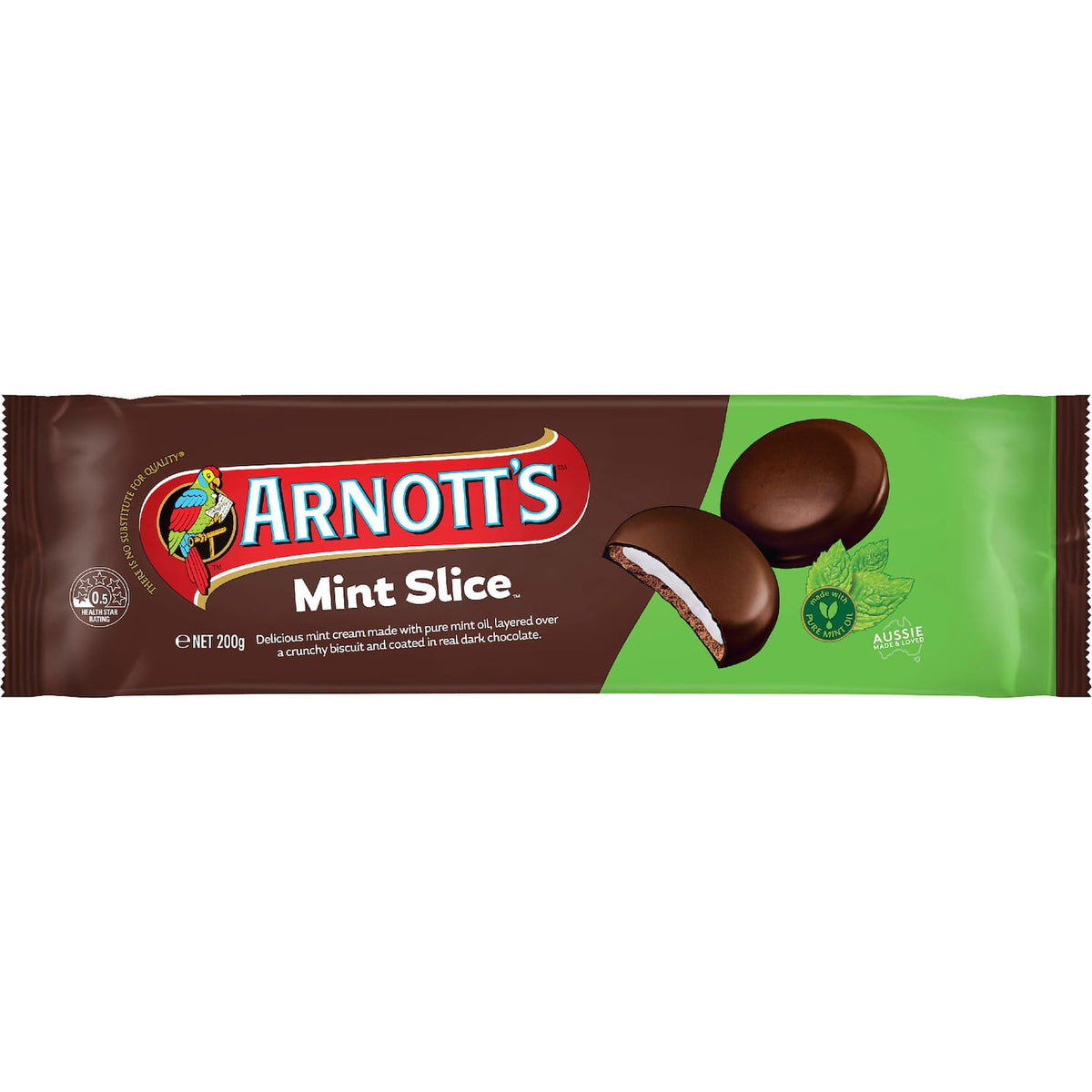 Arnott's Mint Slice dark chocolate mint biscuits 200g