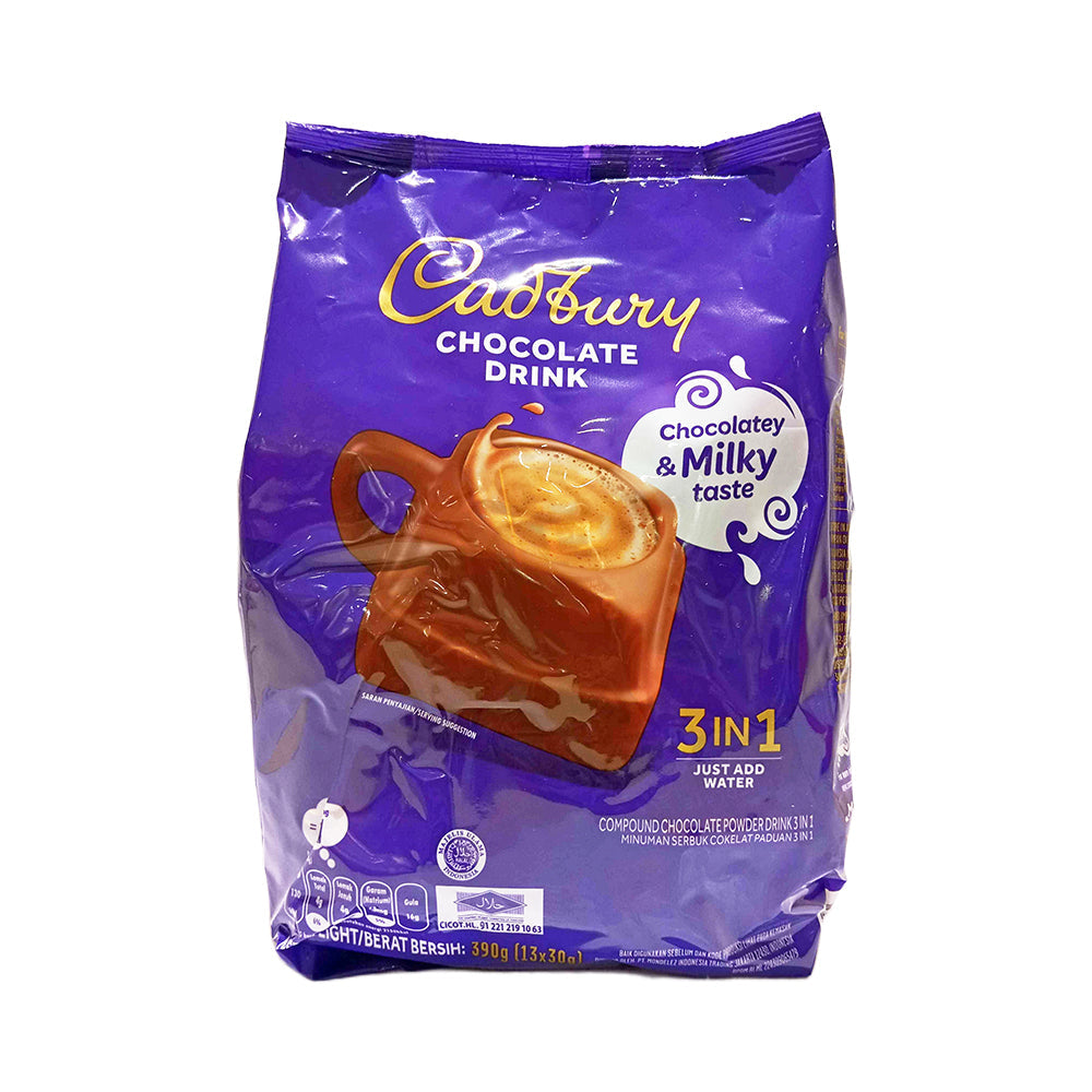 Cadbury 3-in-1 Chocolate Drink 390g pack of 13 sachets