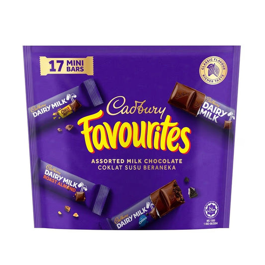 Cadbury Favourites assorted milk chocolate mini bars pouch 195.5g